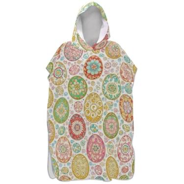 Imagem de Joisal Roupão colorido que muda de ovo de Páscoa para adultos, poncho de surfe, reutilizável, masculino, feminino, com capuz, toalha de banho