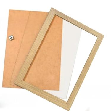Imagem de Moldura 30x40cm com Acetato, Quadro Decorativo para Fotos, Diplomas e Posters, Parede e Mesa(Madeira clara,A6 10x15cm Fundo Gravata)