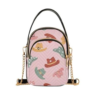 Imagem de Joisal Bolsa tiracolo engraçada para praia, palmeira, antirroubo, bolsa feminina moderna pequena bolsa para celular, Lindos chapéus de caubói, 15*21*8cm