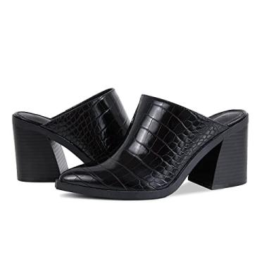 Imagem de JeimPoey Botas femininas salto grosso mulas bico fino fechado salto sem costas empilhadas salto sem salto sem cadarço, Cobra preta, 8