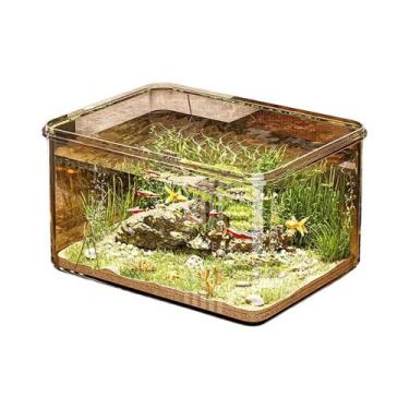 Imagem de Aquário Retangular Transparente Para Decoração De Mesa, Escritório E C