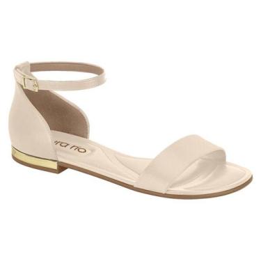 Imagem de Sandália Rasteira Beira Rio detalhe Calcanhar Dourado Confortável, Cre