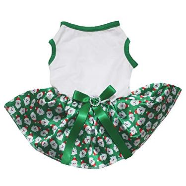 Imagem de Petitebella Roupas para cachorro cachorro Natal simples camiseta branca tutu Papai Noel verde (XGG)