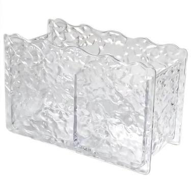 Imagem de Organizador de maquiagem de luxo com 2 compartimentos – Organizador de acrílico transparente para pincéis, batons, canetas, organizador de mesa