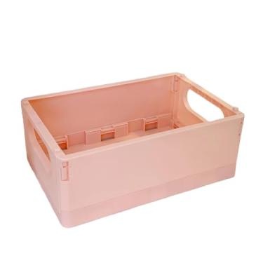 Imagem de Caixa organizadora de mesa dobrável de plástico, conjunto de 4, 2 caixas de armazenamento dobráveis médias + 2 pequenas caixas de armazenamento dobráveis portáteis para escritório, sala de aula