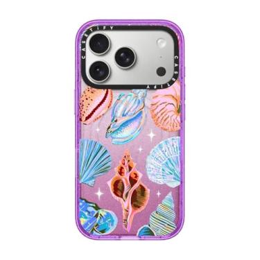 Imagem de CASETiFY Capa Impact para iPhone 17 Pro [fina/compatível com Magsafe/2,5 m. Proteção contra quedas de grau militar 4X] - Concha do mar - Glitter Roxo