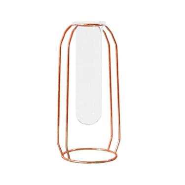 Imagem de Vaso de estilo nórdico vaso hidropônico terrário planta portátil terrários estação de propagação decoração de casa sala de estar rack de flores ornamento vaso de flores (cor: ouro rosa 2) (ouro rosa 2