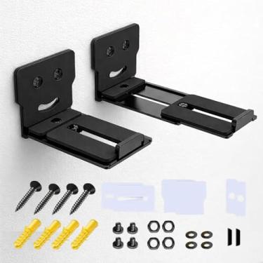 Imagem de Suporte de parede, comporta até 15 kg, profundidade ajustável de 7,9 a 13 cm, prateleira de soundbar, preta