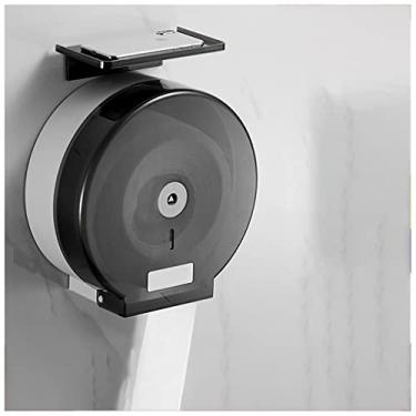 Imagem de Caixa dispensadora de lenços de papel higiênico de hotel, caixa de papel higiênico grande montada na parede, tubo de papel higiênico, caixa de lenços sem perfuração, suporte de caixa de lenços preto e