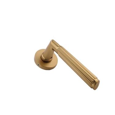 Imagem de Fechadura de porta de quarto de banheiro mecânica interna de madeira fechadura de porta de sala de madeira fechadura dividida para uso doméstico (escovado dourado, atração magnética)