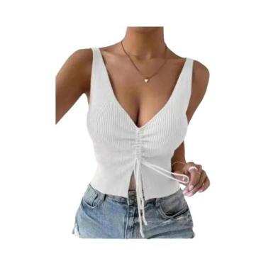 Imagem de Top Cropped Sem Mangas Com Decote Em V Sexy Para Mulheres, Verão, Alta