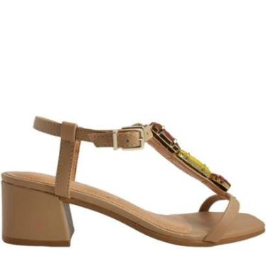 Imagem de Sandália Feminina Casual Social Salto Médio com Pedrarias Ramarim 2330203-Feminino