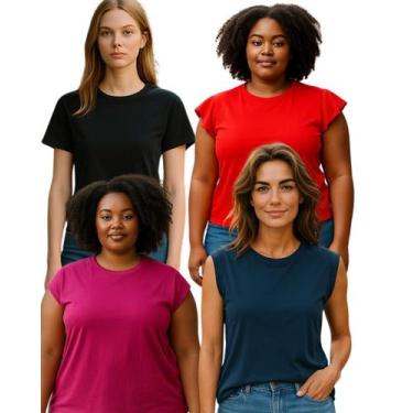 Imagem de Kit 4 Regata Muscle Tee Blusa Feminina Básica Confortável - Sara Confe