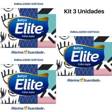 Imagem de Lenços de Papel kit 100 Folhas Elite Máxima Suavidade Folha Dupla, kit