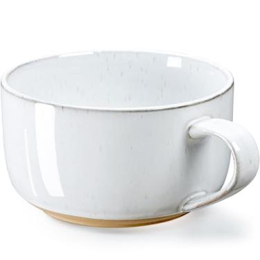 Imagem de NUTRIUPS Canecas de sopa de cerâmica de 850 g com Hanlde, tigelas de sopa de cebola francesa branca de 900 ml, tigelas de sopa grandes para café, cereal, salada, macarrão, chá