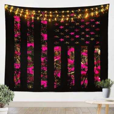 Imagem de Feelyou Tapeçaria de parede camuflada rosa choque meninos meninas GG 178 cm x 233 cm camuflagem selvagem tapeçaria para crianças caça selvagem cobertor de parede estilo militar decoração de quarto