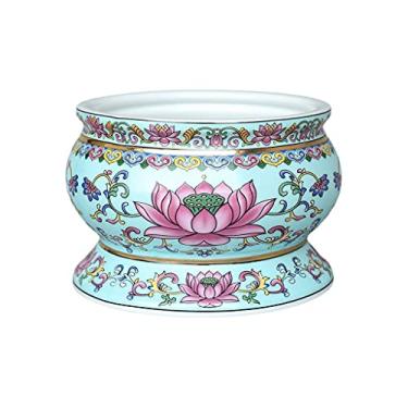 Imagem de U5GAAALPPQ9 Queimadores de incenso queimador de incenso esmaltado padrão de lótus queimador de incenso de cerâmica sândalo queimador de incenso, linha doméstica, queimador de incenso, decoração