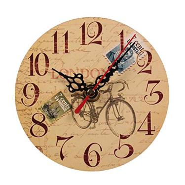 Imagem de Mini relógio de parede vintage silencioso, numerais arábicos redondos de madeira pequenos relógios de borboleta vintage rústico estilo chique decoração de casa relógio de parede 5# 12 cm (9# 12 cm (4