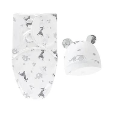 Imagem de Conjunto De Cobertor E Chapéu De Algodão Para Bebê Recém-Nascido Com E