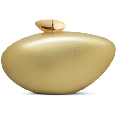 Imagem de NEWROGENG Bolsa clutch de acrílico para mulheres, bolsa noturna de mármore com fecho magnético para festa de casamento, Couro - ouro