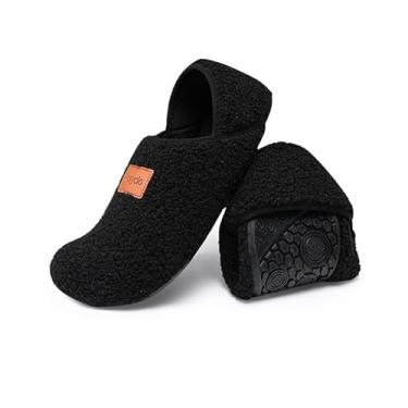 Imagem de Pantufas femininas para uso interno, com forro leve de tecido macio, ideal para todas as estações, chinelos femininos, Preto, 4-5 Women/2.5-3.5 Men