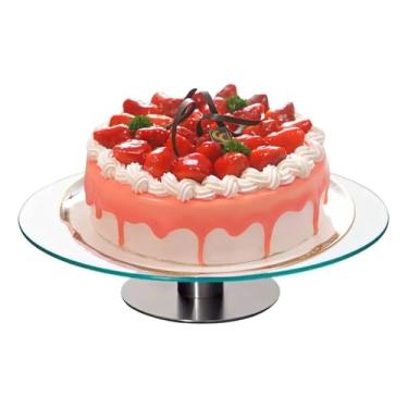 Imagem de Bailarina Giratória para Confeitaria 30cm em Vidro Temperado Base Antiderrapante