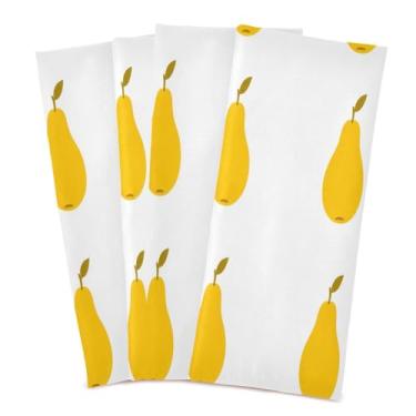 Imagem de Wassud Toalhas de cozinha peras amarelas toalhas de prato de cozinha pacote com 4 panos de prato macios com laço para pendurar toalha de mão de secagem rápida super absorvente toalhas de chá de mesa