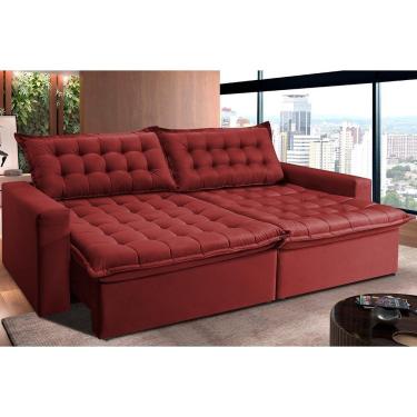 Imagem de Sofá Retrátil Reclinável E Cama 2,95m Cama Inbox Flex Suede Velusoft Vermelho