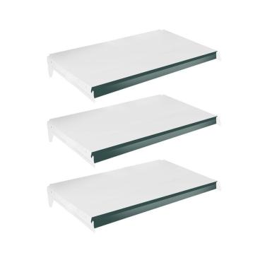 Imagem de Kit 3 Bandejas Prateleiras 40x73 Ponta Para Gôndolas New Plus Com Porta Etiquetas Verde - Sa Gôndolas