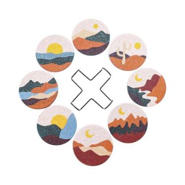 Imagem de Conjunto De 8 Porta-Copos De Pintura Diamante DIY Para Adultos Com Sup