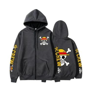 Imagem de Moletom Unissex Com Capuz E Zíper, Estampa De Chapéu De Palha Do Luffy