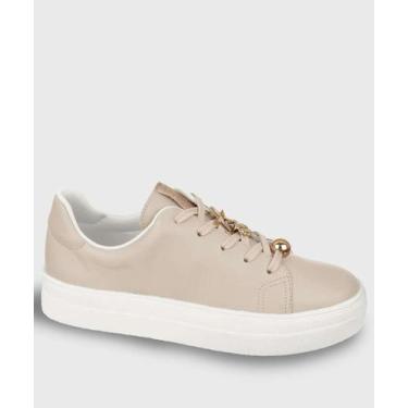 Imagem de Tênis Casual Feminino Pingentes Bebecê Bege-11098, Bege, 37