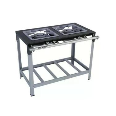 Imagem de Fogão Industrial 2 bocas Duplas 40X40 Luxo Metalmaq