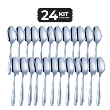 Imagem de Kit 24 colher de sobremesa inox acabamento brilho - linha pallas - Che