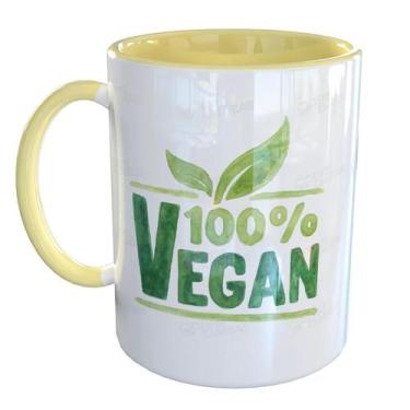 Imagem de Caneca Porcelana Vegan 100% Vegano - Pense Canecas, Amarelo