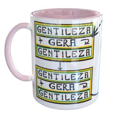 Imagem de Caneca Porcelana Gentileza Gera Gentileza - Pense Canecas, Rosa Claro