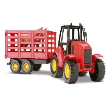 Imagem de Trator C/ Carreta - Agromak Haras C/ 2 Cavalos - Silmar, Vermelho