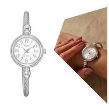 Imagem de Relógio Feminino Prata Mini Analógico Pulseira Ajustável-Feminino