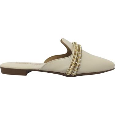 Imagem de Mule Feminino Casual Social Dia a Dia Passeio Trabalho Bico Fino Com Strass Conforto Be...
