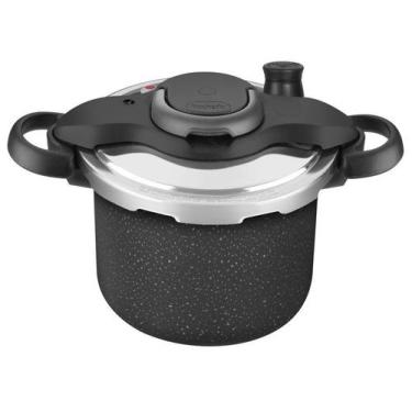 Imagem de Panela de Pressão Rochedo 4,5L Antiaderente Preto e Cinza Stone Pro Cl