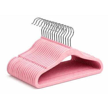 Imagem de Kit 100 Cabide Infantil Rister Baby Veludo Slim Antideslizante Ultra F