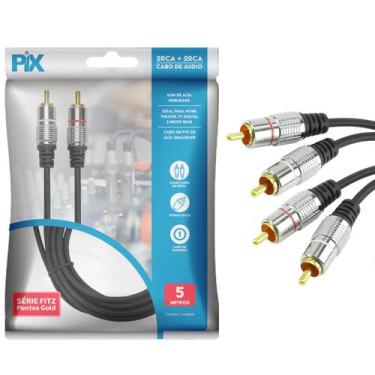 Imagem de Cabo Áudio Rca Stereo Blindado Metal 2x2 Fitz-A3 5 Metros - PIX