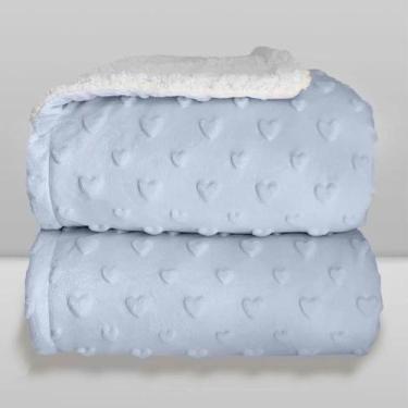 Imagem de Cobertor Donna Laço Bebê Plush com Sherpa Hearts Azul Bebê