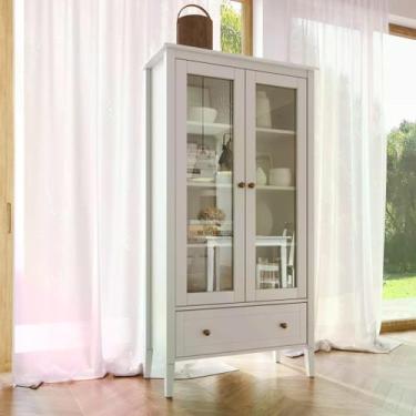 Imagem de Cristaleira Vogue com 2 Portas e 1 Gaveta - Branco - Artemobili, Branc
