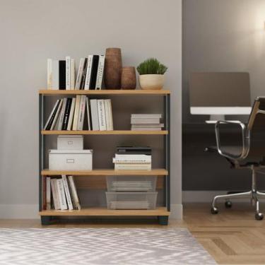Imagem de Estante de Livros Industrial MDF 89,5CMX92CM Multiuso 4 Prateleiras La