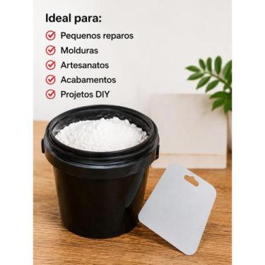 Imagem de Kit Preparar Gesso Em Pó - 1kg Gesso, 1 Espátula, 1 Balde - NoBrand