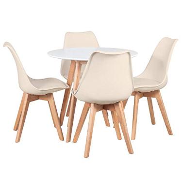 Imagem de Mesa de jantar redonda 80 cm + 4 cadeiras Leda