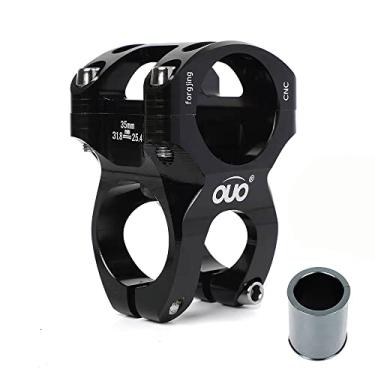 Imagem de Hastes de guidão de bicicleta 35 mm com espaçador ajustável 31,8 a 25,4 de liga de alumínio CNC curto para a maioria das bicicletas, bicicletas de estrada, MTB, BMX, equipamento fixie, ciclismo (preto)