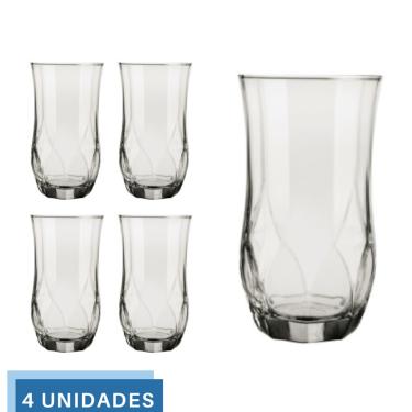 Imagem de 4 Copos Ópera Vidro Transparente Redondo 360ml Durável Nadir