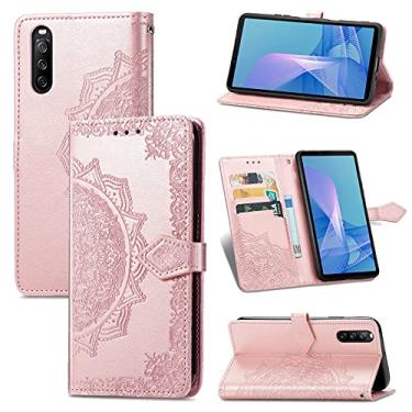 Imagem de HONGYAN Capa de telefone Para Sony Xperia 1 III Mandala Embossing Pattern Caixa de Couro Flip Horizontal com suporte e Cartão Slots & Carteira e Cordão Capa protetora